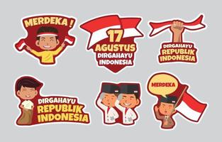 stickercollectie onafhankelijkheidsdag indonesië vector