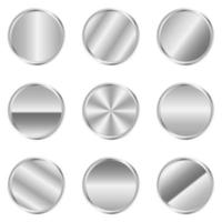 luxe zilveren cirkel knop. zilveren cirkel. realistische metalen knop. vector illustratie