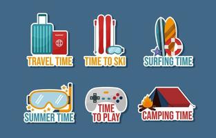 stickerset voor vakantie-activiteiten vector