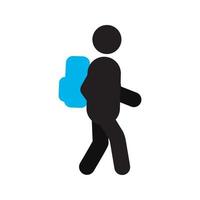 schooljongen met rugzak silhouet pictogram. basisschoolleerling. schoolkind. geïsoleerde vectorillustratie vector