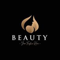 schoonheid vrouw silhouet eenvoudig elegant gouden logo sjabloon vector