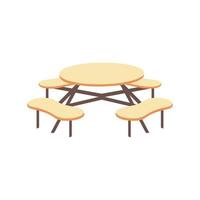 barbecue tafels en stoelen. picknick houten tafel. tafel om te kamperen. vectorillustratie