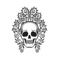 handgetekende schedel bloemen doodle illustratie voor tattoo stickers poster enz vector