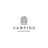 camping logo met lijn stijl logo pictogram ontwerp sjabloon platte vector