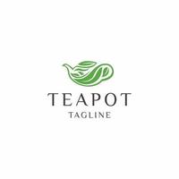 theepot groene thee blad logo pictogram ontwerp sjabloon platte vector