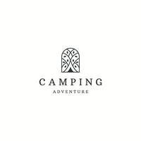 camping logo met lijn stijl logo pictogram ontwerp sjabloon platte vector