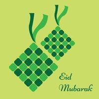 eid mubarak islamitisch wenskaartontwerp met ketupat, hari raya idul fitri.vector vector