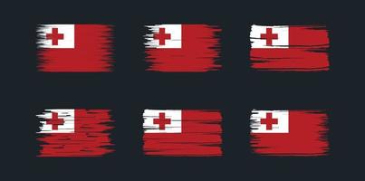 Tonga vlag borstel collectie. nationale vlag vector