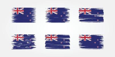 Nieuw-Zeelandse vlagborstelcollectie. nationale vlag vector