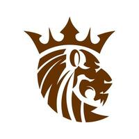 koning van de jungle leeuwenkop logo en kroon vector