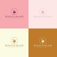 vector logo sjabloon met flamingo vogel - abstracte zomer en vakantie pictogram en embleem voor vakantieverhuur, reisdiensten, tropische spa's en schoonheidsstudio. bahama's resort en spa logo-ontwerp