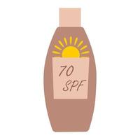 vectorillustratie van zonnebrandcrème voor het lichaam met 70 spf.sunscreen, bescherming tegen de zon voor zomervakantie vector