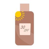 vectorillustratie van zonnebrandcrème voor het lichaam met 30 spf.sunscreen, bescherming tegen de zon voor zomervakantie vector