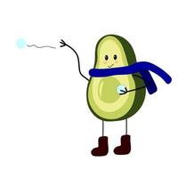 vectorillustratie winter karakter avocado man spelen sneeuwballen. winter Spelen. vector