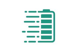 snel elektrisch opladen batterijpictogram. symbool voor snelle oplader voor elektrische stroomaccumulator. snelheid elektriciteit lading lineair teken. express energie opladen groen logo. vector geïsoleerde eps illustratie