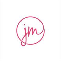 letter jm eerste handschrift logo-ontwerp met cirkel. mooi ontwerp handgeschreven logo voor mode, bruiloft, luxe logo vector. vector