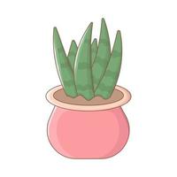 leuke kleurrijke potplant. cartoon kamerplant in bloempot. vectorillustratie geïsoleerd op een witte achtergrond vector