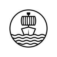 pictogrammen, symbolen en logosjablonen met zeilschipvorm in gestreepte stijl vector