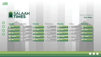 islamitisch gebed tijdschema ontwerp in één week vector