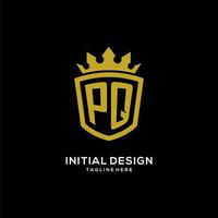 eerste pq logo schild kroon stijl, luxe elegant monogram logo ontwerp vector