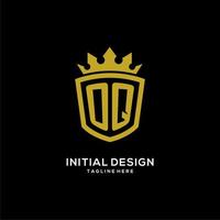 eerste oq logo schild kroon stijl, luxe elegant monogram logo ontwerp vector