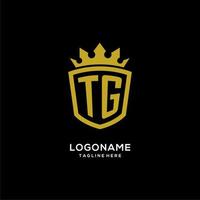 eerste tg-logo schildkroonstijl, luxe elegant monogram logo-ontwerp vector