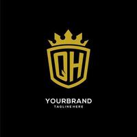 eerste qh logo schild kroon stijl, luxe elegant monogram logo ontwerp vector