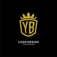 eerste yb-logo schildkroonstijl, luxe elegant monogram logo-ontwerp vector