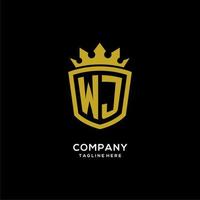 eerste wj logo schild kroon stijl, luxe elegant monogram logo ontwerp vector