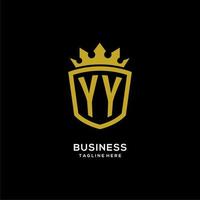 eerste yy-logo schildkroonstijl, luxe elegant monogram-logo-ontwerp vector