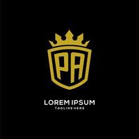 eerste pa logo schild kroon stijl, luxe elegant monogram logo ontwerp vector