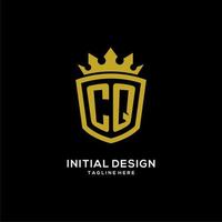 initiaal cq logo schild kroonstijl, luxe elegant monogram logo-ontwerp vector