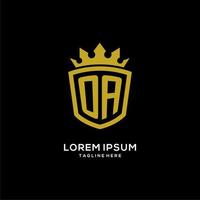 initiaal oa logo schild kroonstijl, luxe elegant monogram logo-ontwerp vector