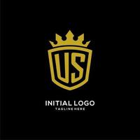 initiaal ons logo schild kroon stijl, luxe elegant monogram logo ontwerp vector