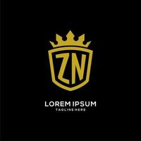 eerste zn logo schild kroon stijl, luxe elegant monogram logo ontwerp vector