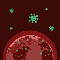 illustratie van het coronavirus dat de aarde aanvalt vector