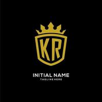 eerste kr logo schild kroon stijl, luxe elegant monogram logo ontwerp vector