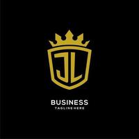 eerste jl-logo schildkroonstijl, luxe elegant monogram logo-ontwerp vector
