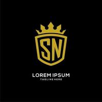 eerste sn logo schild kroon stijl, luxe elegant monogram logo ontwerp vector