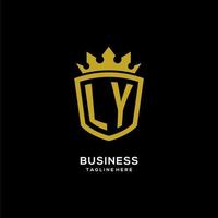 aanvankelijk ly logo schild kroon stijl, luxe elegant monogram logo ontwerp vector
