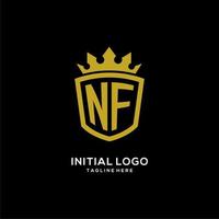 eerste nf-logo schildkroonstijl, luxe elegant monogram logo-ontwerp vector
