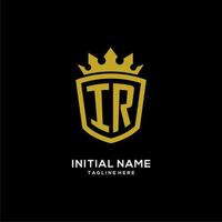 eerste ir logo schild kroon stijl, luxe elegant monogram logo ontwerp vector