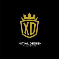 eerste xd logo schild kroon stijl, luxe elegant monogram logo ontwerp vector