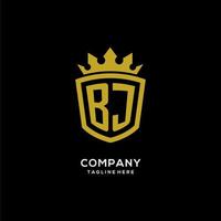 eerste bj logo schild kroon stijl, luxe elegant monogram logo ontwerp vector