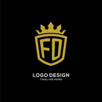 eerste fo logo schild kroon stijl, luxe elegant monogram logo ontwerp vector