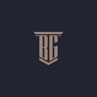 bg initieel monogram-logo met ontwerp in pilaarstijl vector