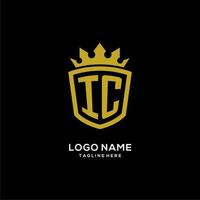 eerste ic logo schild kroon stijl, luxe elegant monogram logo ontwerp vector