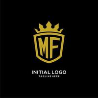eerste mf-logo schildkroonstijl, luxe elegant monogram-logo-ontwerp vector