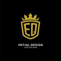 initiële eq logo schild kroon stijl, luxe elegant monogram logo ontwerp vector