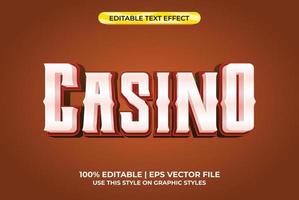 casino 3D-teksteffect met vintage en klassiek thema. rode typografiesjabloon voor casinospel of filmtitel.